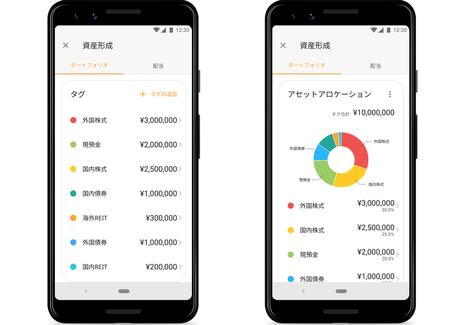 ※画像左：自分で作成したタグの一覧（例）、画像右：作成したタグを活用し作成できるMy ポートフォリオ（例）