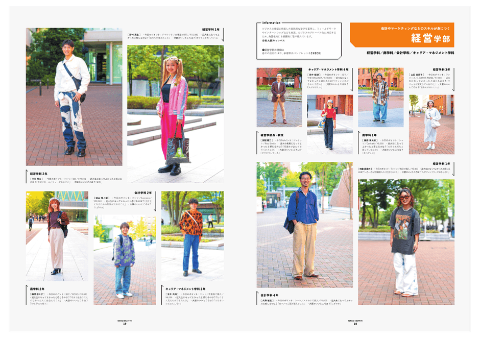 学部ごとのファッションスナップ