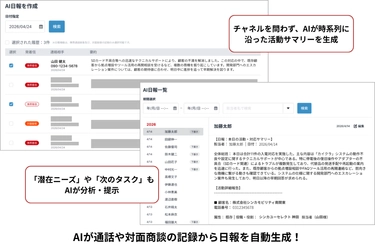 シンカ、AIコミュニケーション統合プラットフォーム「カイクラ」のAI業務日報機能をリリース