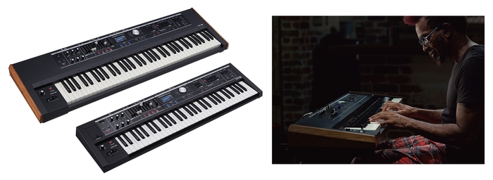 73鍵モデルの『V-Combo VR-730』(上)と61鍵モデルの『V-Combo VR-09-B』(下)、『V-Combo VR-730』演奏イメージ