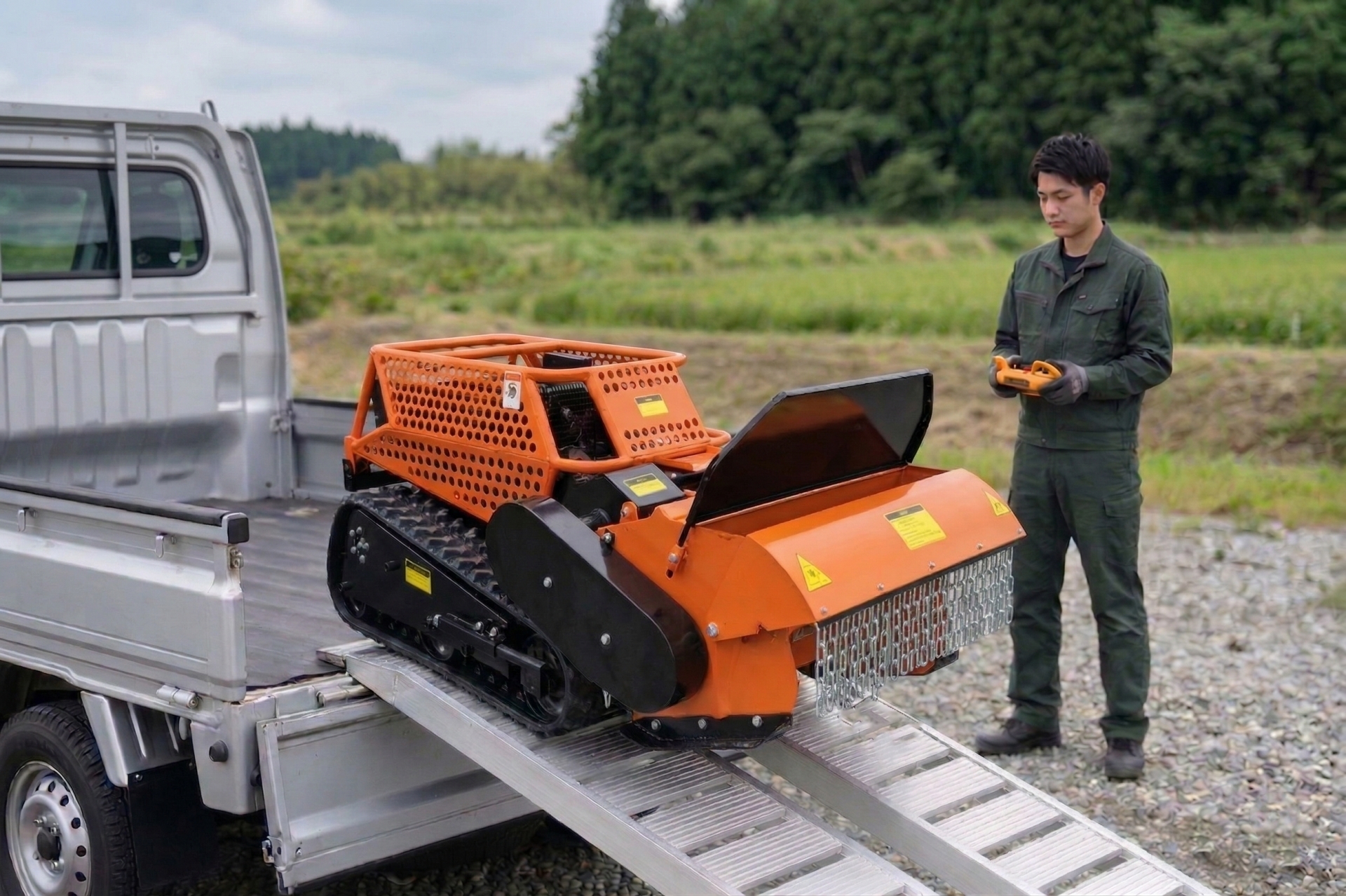 発売2週間で100台完売したハンマーナイフ型・ラジコン草刈機