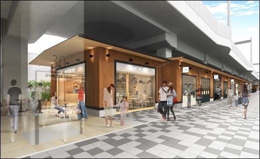 洛西口駅（桂駅方面）の東側歩道から見た施設の外観イメージ