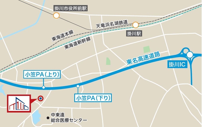 「(仮称)MCUD・ZIP静岡掛川」周辺地図