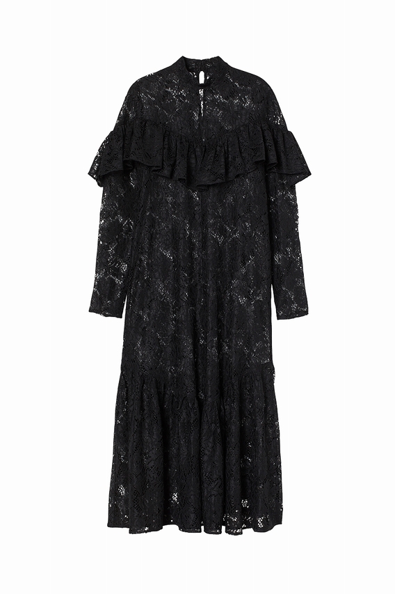 フラウンスレースワンピース￥5,999(100%リサイクルポリエステル) ※店舗: 渋谷店・新宿店・原宿店・ランドマークプラザ横浜店・二子玉川ライズ店・名古屋松坂屋店・心斎橋店・梅田店・天神店