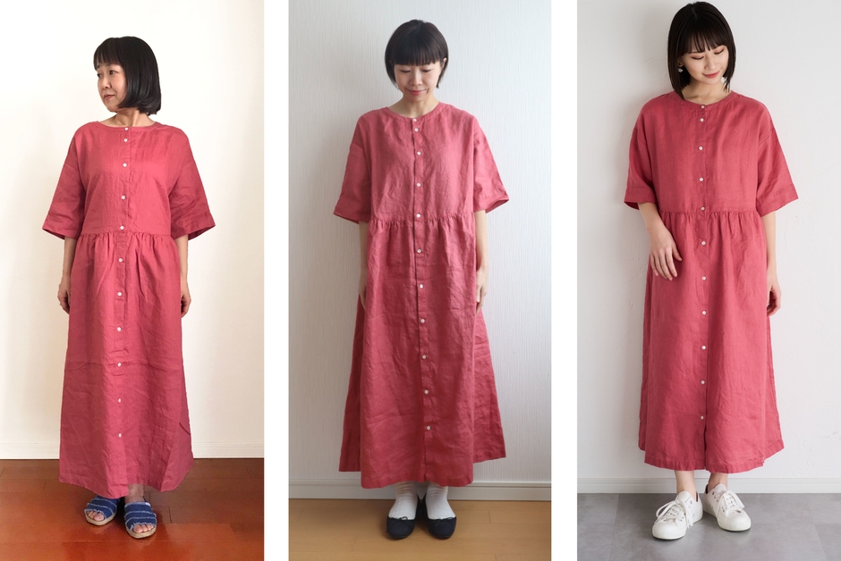着用サイズ：左から152cm／157cm／162cm　モデル身長：左から150cm／154cm／160cm