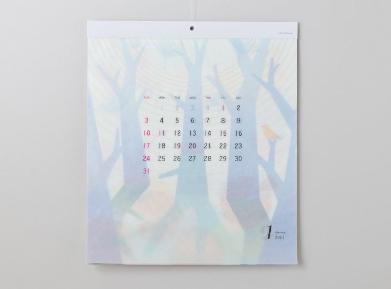 紙風船などに使われる半透明の紙「グラシンペーパー」を使ったカレンダー!『glassine paper Calendar "sunsun"』発売中