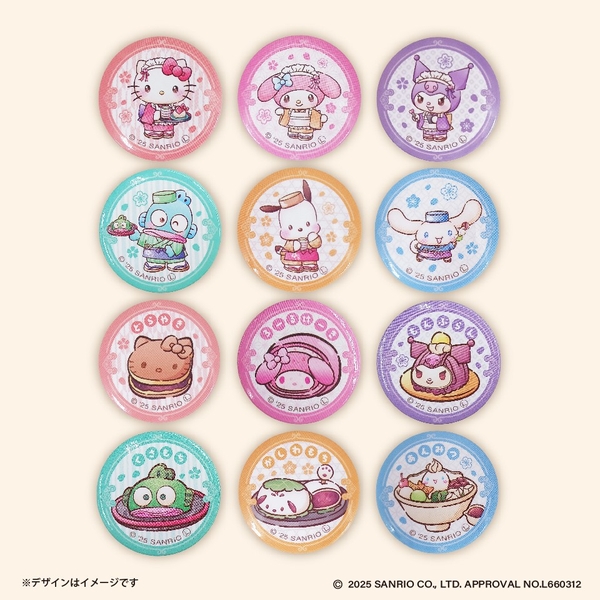 ▲サンリオキャラクターズ 和菓子ティータイム ミニ缶バッジ ~GiGO限定~