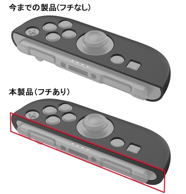 フチ（赤枠部分）ありでプレイ中でもずれにくい