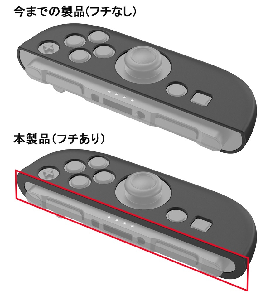 フチ(赤枠部分)ありでプレイ中でもずれにくい