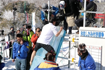 氷柱しがみ付き競争(2019年1月27日撮影)