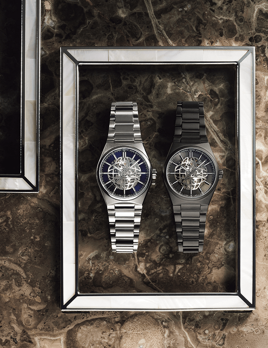 「ハイライフ オートマチック スケルトン」 左から) FC-310NSKT4NH6B 294,800円、FC-310DGSKT4TNH6B 305,800円