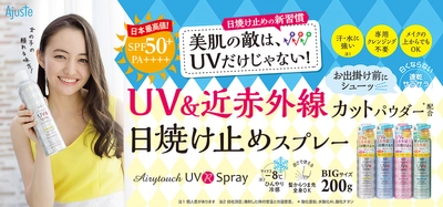 イメージモデルに、女優のアヤカ・ウィルソン起用。 美肌の敵は紫外線だけじゃない！？ 大容量のUVカットスプレーならアジャステ！！