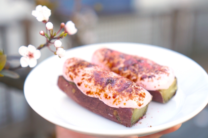 桜のぷっくり焼き芋クレームブリュレ(1)