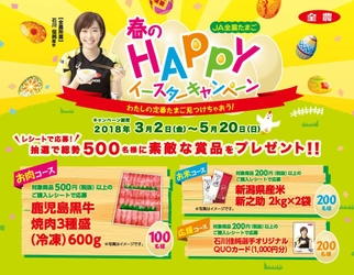 たまご購入レシートやリツイートで、　 黒毛和牛やブランド米をプレゼント！　 JA全農たまご「春のHAPPYイースターキャンペーン」スタート！