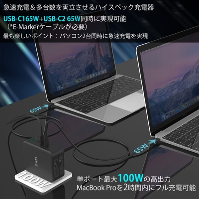 最大130W出力可能。65W+65W=130W