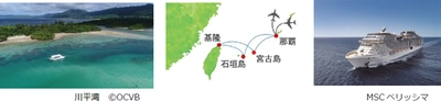 外国船「MSCベリッシマ」 2024年 那覇発着 宮古島・石垣島・基隆（台湾） 定点型クルーズ「フライ＆クルーズ」 8月26日(土)から テレビ通販番組で販売スタート