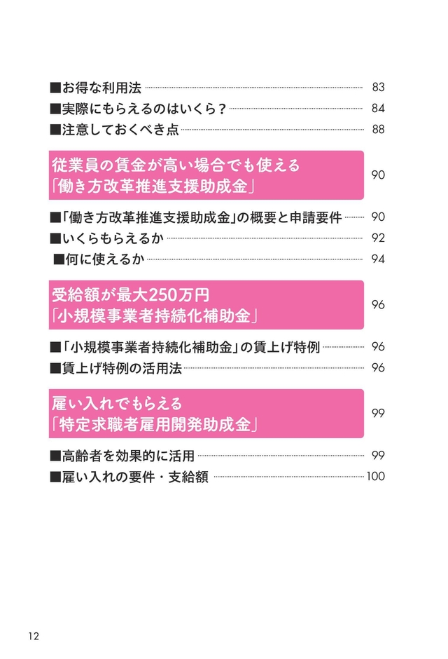 4章「パートのみでもらえる助成金・補助金」目次2