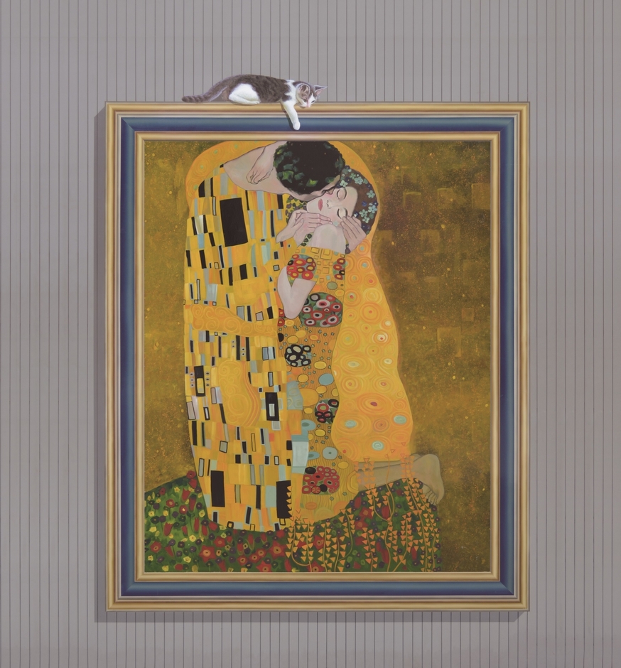 「接吻と猫」 クリムトの名作に猫が?