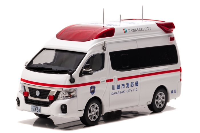 CARNEL 1/43 日産 パラメディック 2018 神奈川県川崎市消防局高規格救急車:左前