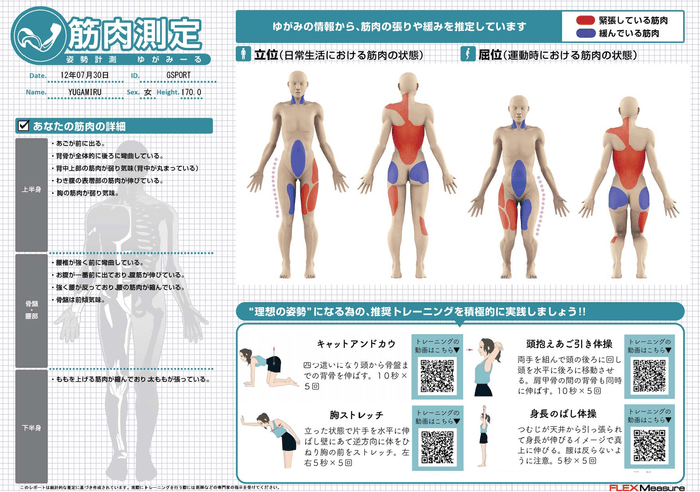 ゆがみーるクラウド 筋肉レポート