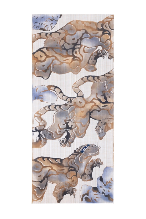 葛飾北斎「雪中虎図」柄番:355/生地:綿紬刷毛目/生地違いあり/素材:綿100%/反物巾:約40cm×長さ:約13m(乱規格)/反物価格:77,000円(税込)