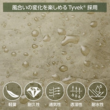 使い込むことで風合いの変化を楽しめるTyvek(R)を採用