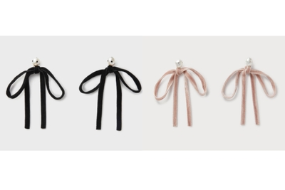 Ashore Bow Drop Earrings, Pink/Black