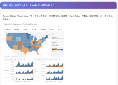 Tableau上のデータを活用し、GENELYST上で分析結果をグラフとして可視化