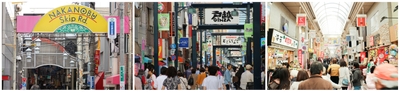 （品川区の3つの商店街。左から、中延商店街、戸越銀座商店街、武蔵小山商店街パルム）