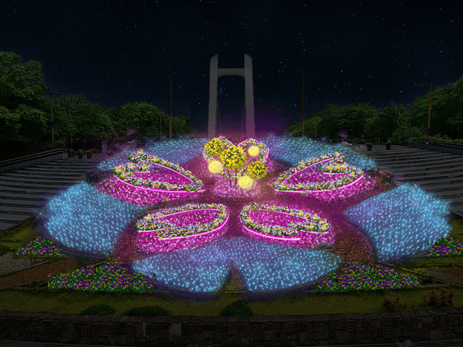 噴水前花壇ライトアップイメージ