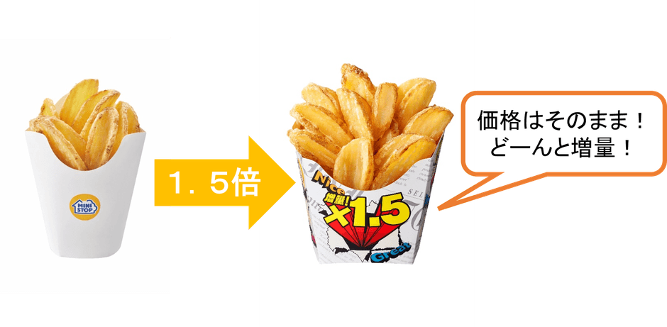 Ｖカットポテト１．５倍増量イメージ（画像はイメージです。）