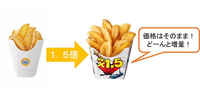 Vカットポテト1.5倍増量イメージ(画像はイメージです。)