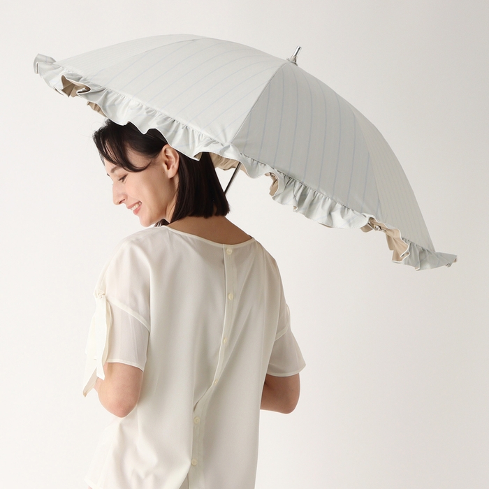 ランバン オン ブルー (LANVIN en Bleu) ストライプフリル 長傘