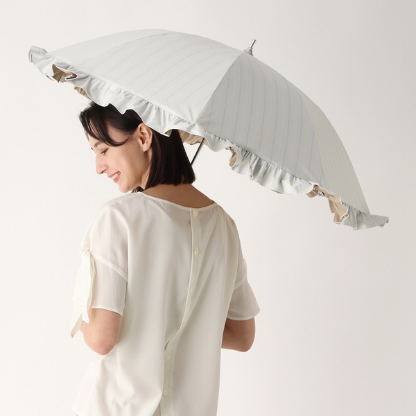 ランバン オン ブルー (LANVIN en Bleu) ストライプフリル 長傘