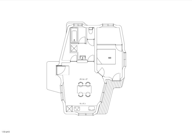 「慶應義塾大学KGRI環デザイン&デジタルマニュファクチャリング創造センター」が計画している住宅の平面図。プリンターを室内側に置いて壁を印刷する資料提供:益山 詠夢