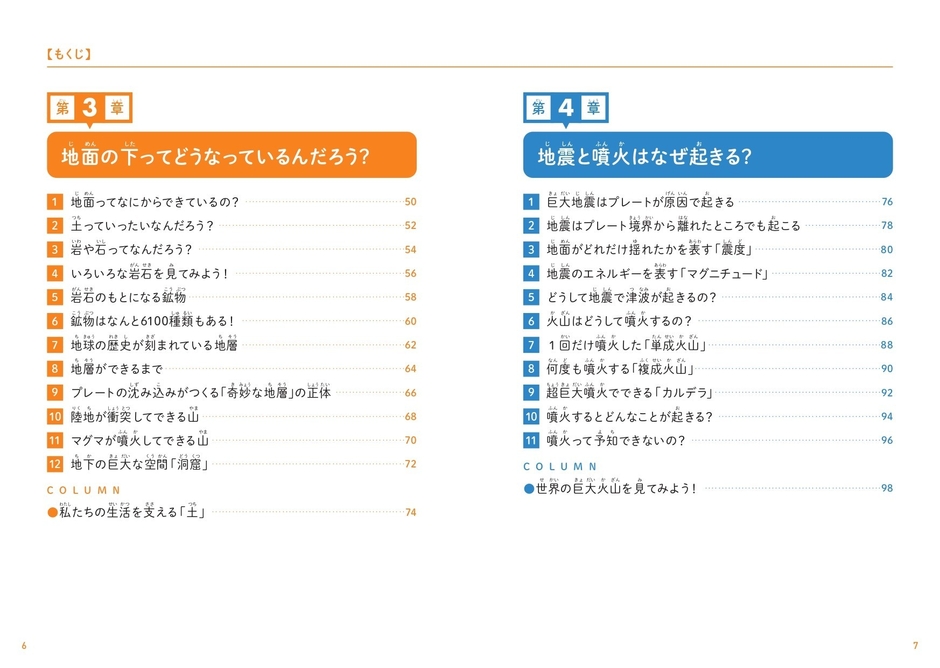 『こども地学 私たちが暮らす地球のことがわかる本』もくじ②