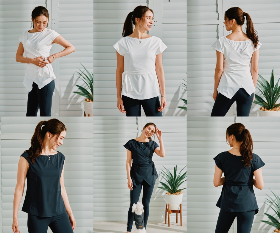 【水陸両用】【UPF50＋】レイヤードトップスセット-1