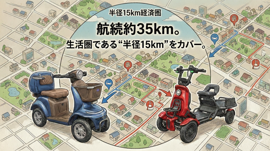 生活圏である“半径15km”をカバーできる性能