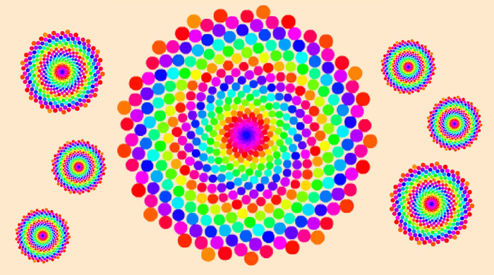 小学生向け体験教室で作成する「ひまわりの種のパターン」