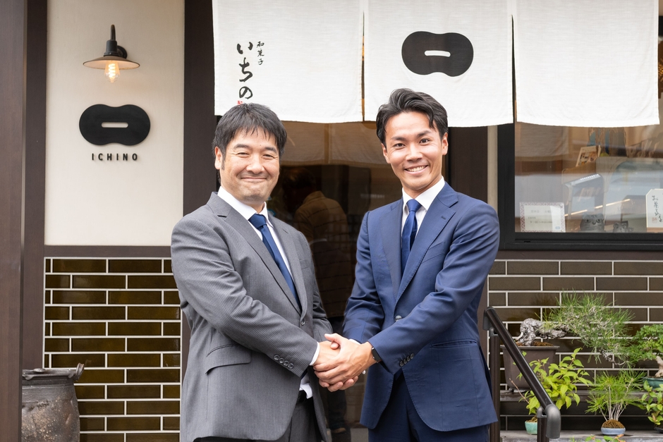 (左から)きよせ・いちの 玉腰氏、インテグループ 高村 理