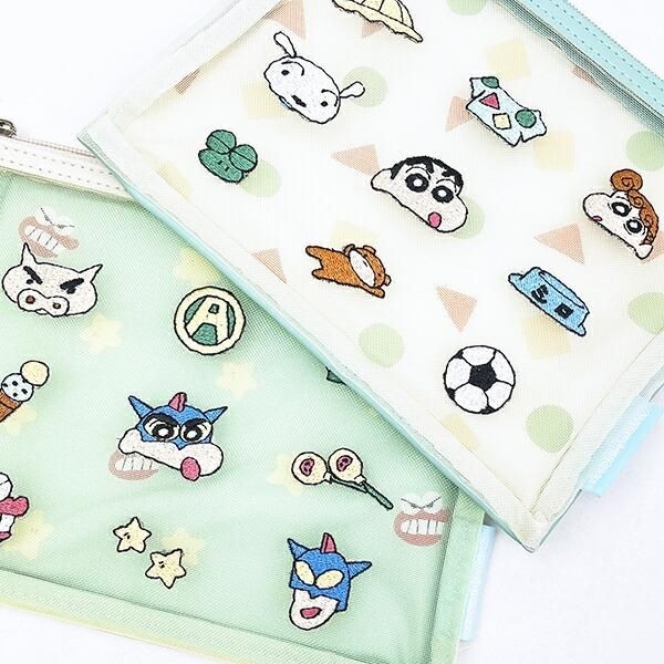 クレヨンしんちゃんのフラットなメッシュポーチ