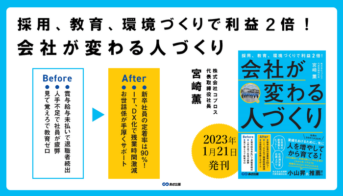 宮﨑薫著『採用、教育、環境づくりで利益２倍！会社が変わる人づくり』2023年1月21日刊行