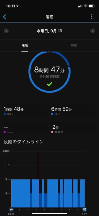 睡眠:浅いが多い日