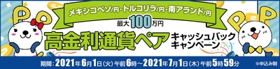高金利通貨ペアキャッシュバックキャンペーン