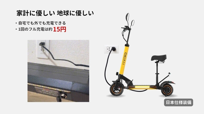 15円満充電で40kmまで走行可能