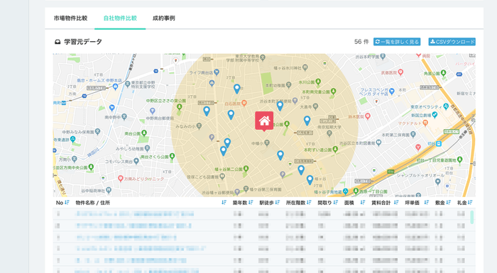 地図上で一覧表示されるから比較も楽々。