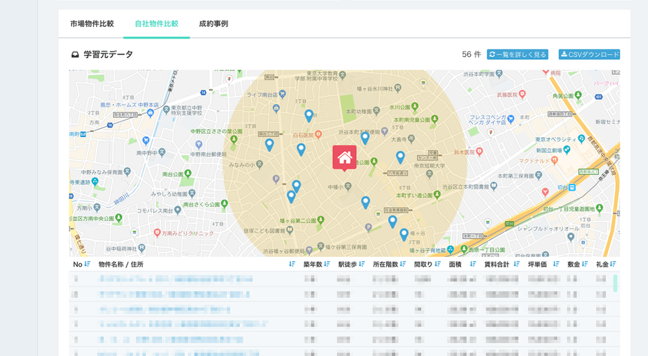 地図上で一覧表示されるから比較も楽々。