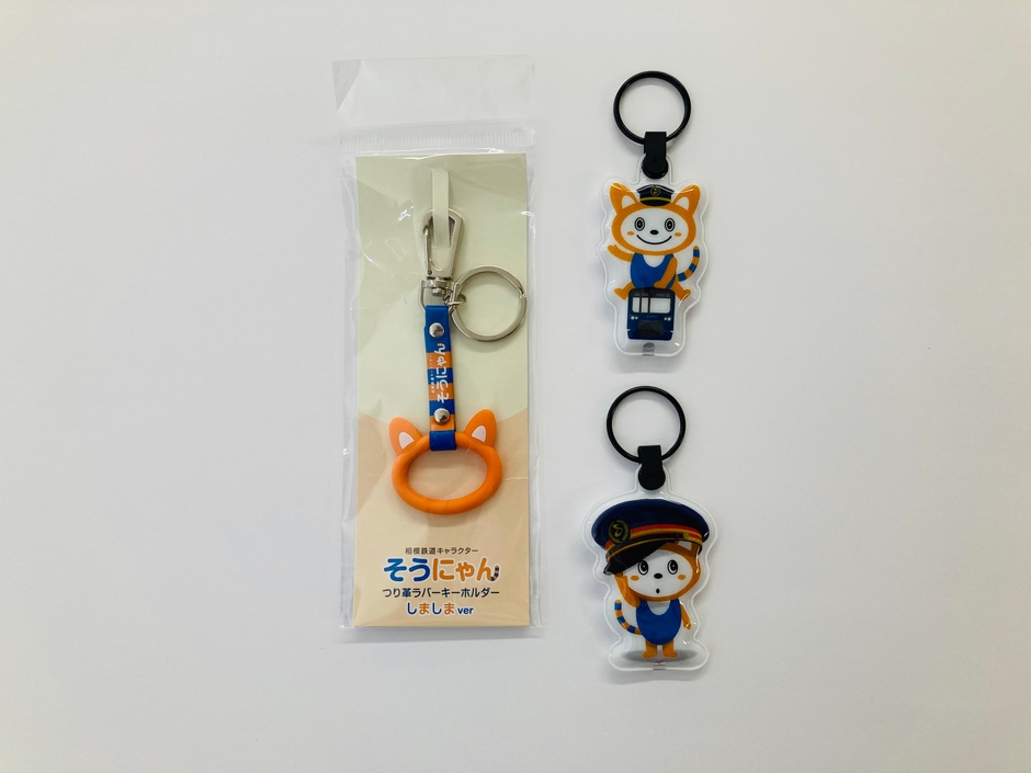 ８月から発売しているキーホルダー（左）と ＬＥＤライト（右）