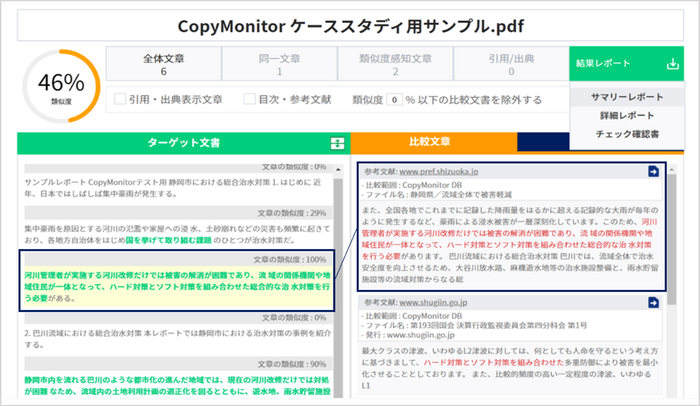 【CopyMonitor】サンプル結果レポートページ