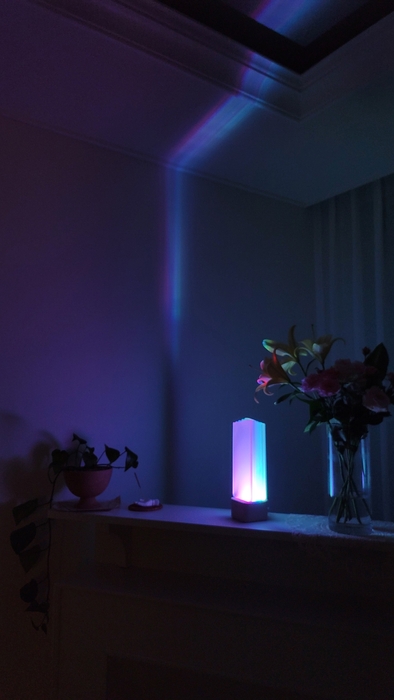 壁に反射したオーロラの光が天井いっぱいに広がります